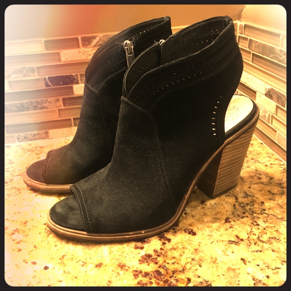 Vince Camuto Koral Heeled Peep Toe Suede Bootie